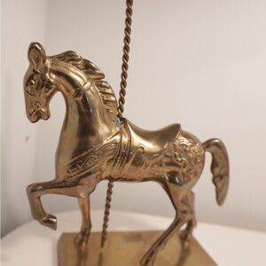 Elegant Gold vintage brass Horse Sculpture carousel shelf decor nursery child’s